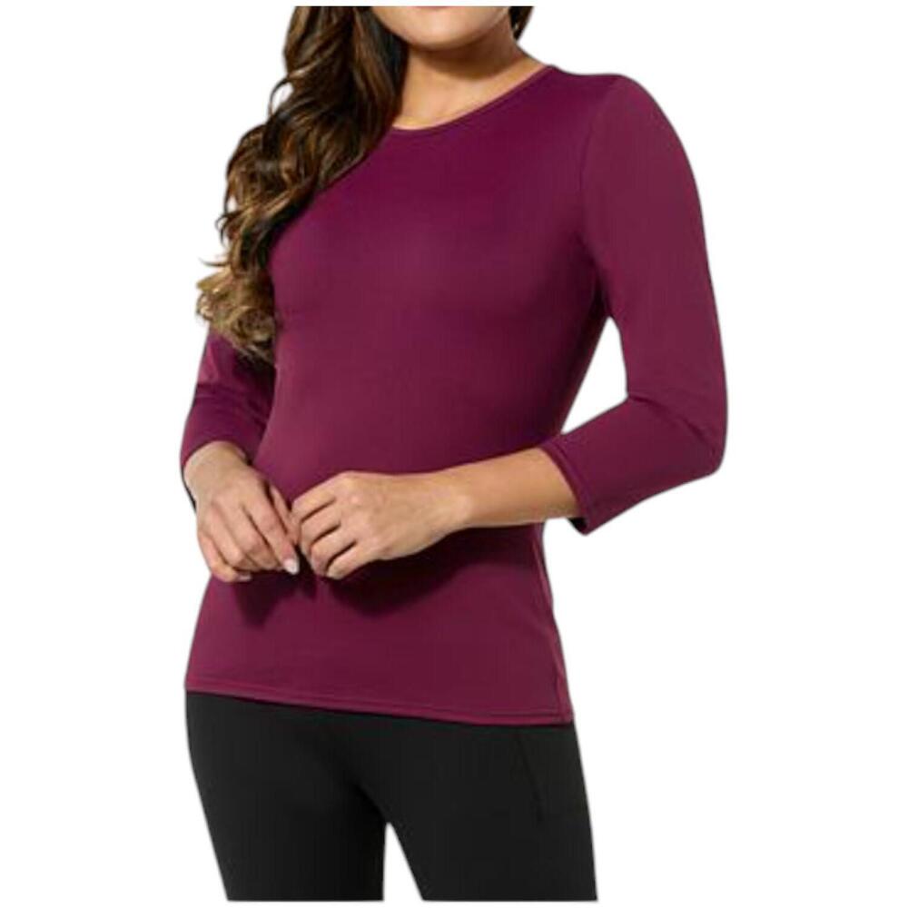 Joy Collection Women's Luxe Performance Crew Neck Top Red Wine - Regular